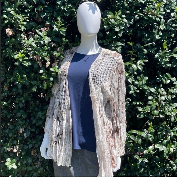 Chico’s Travelers Lightweight Embroidered Crochet Cardigan - Picture 11 of 13